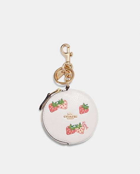 Circular Coin Pouch With Strawberry Print