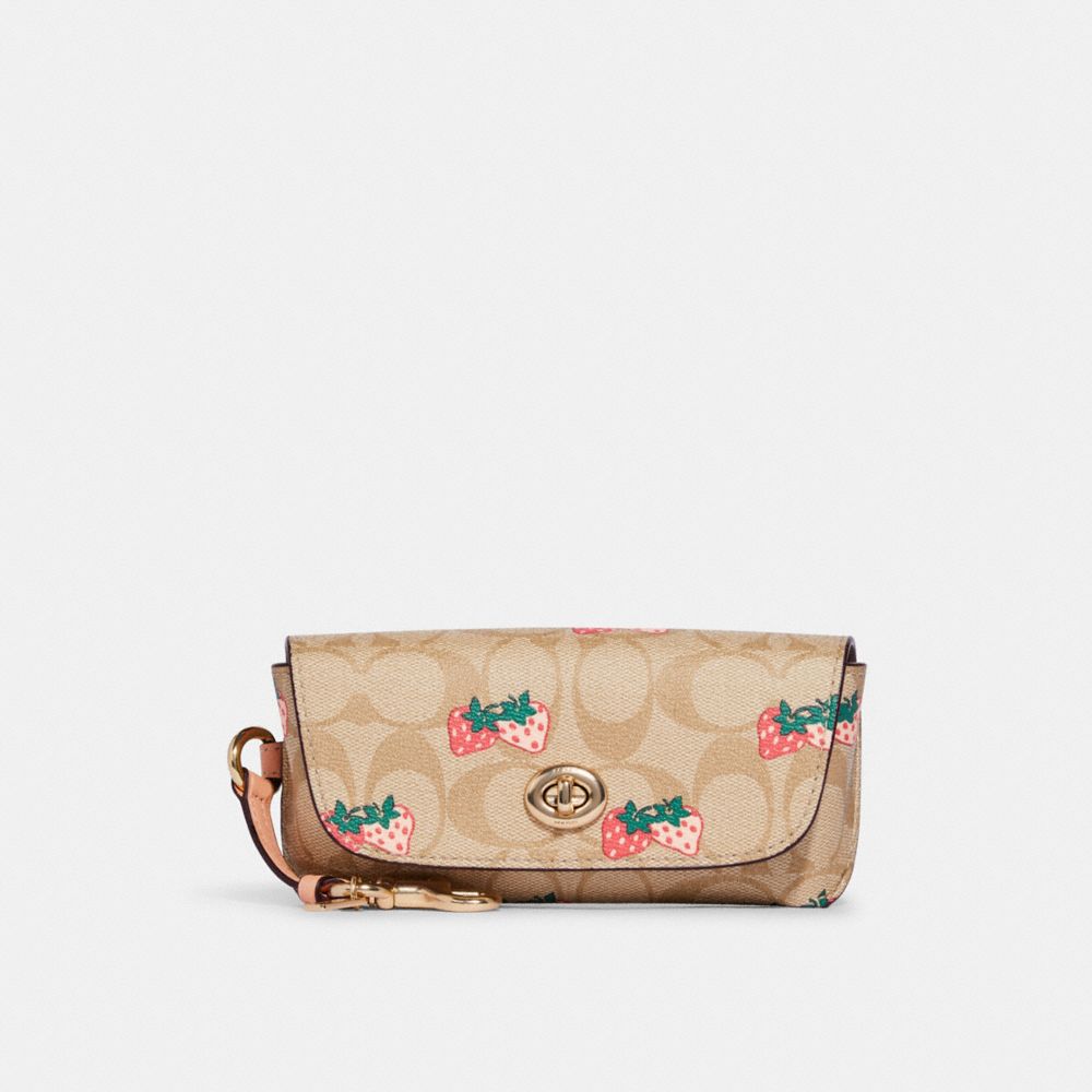 COACH OUTLET® Sunglass Case In Signature Canvas With Strawberry Print