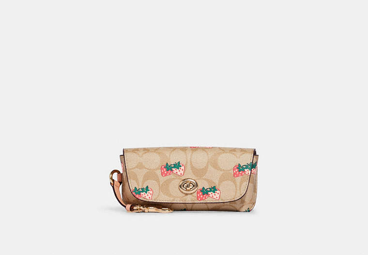 Sunglass Case In Signature Canvas With Strawberry Print