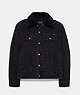 COACH®,DENIM JACKET WITH SHERPA LINING,cotton,Black Wash,Front View