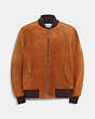 COACH®,SUEDE BOMBER,Suede,Rich Saddle,Front View