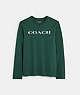 COACH®,ESSENTIAL LONG SLEEVE T-SHIRT IN ORGANIC COTTON,Organic Cotton,Hunter Green,Front View
