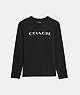 COACH®,ESSENTIAL LONG SLEEVE T-SHIRT IN ORGANIC COTTON,Organic Cotton,Black,Front View