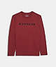 COACH®,ESSENTIAL LONG SLEEVE T-SHIRT IN ORGANIC COTTON,Organic Cotton,Oxblood,Front View
