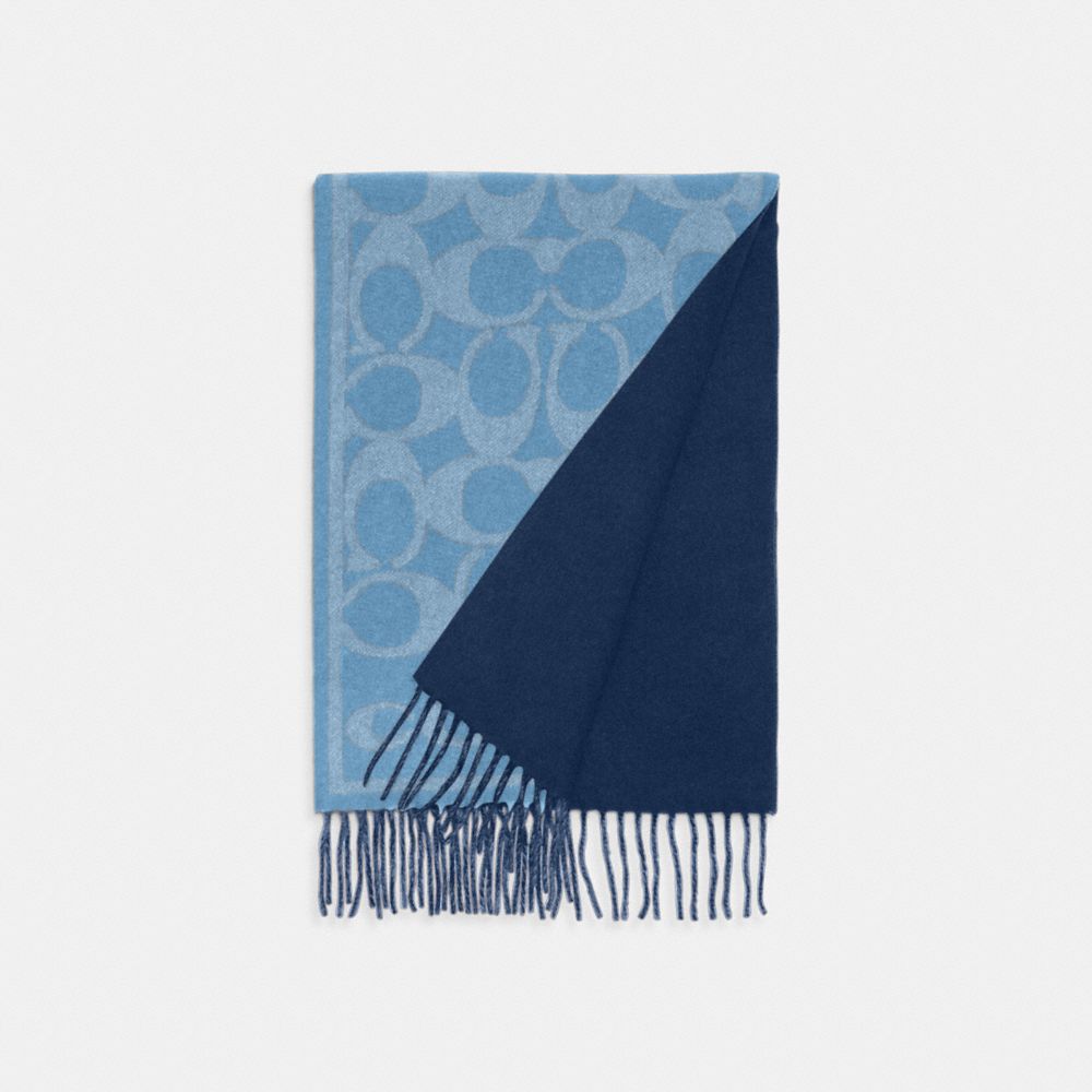 Coach Reversible Signature Cashmere Muffler In Denim