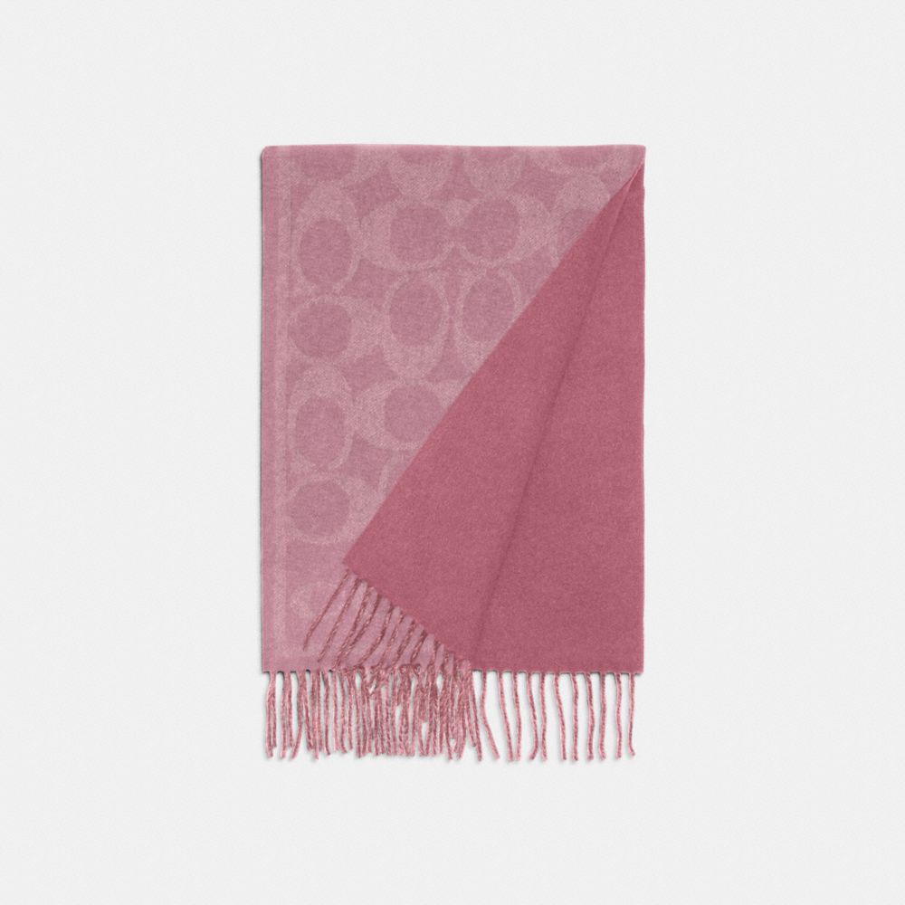 Coach Reversible Signature Cashmere Muffler In True Pink