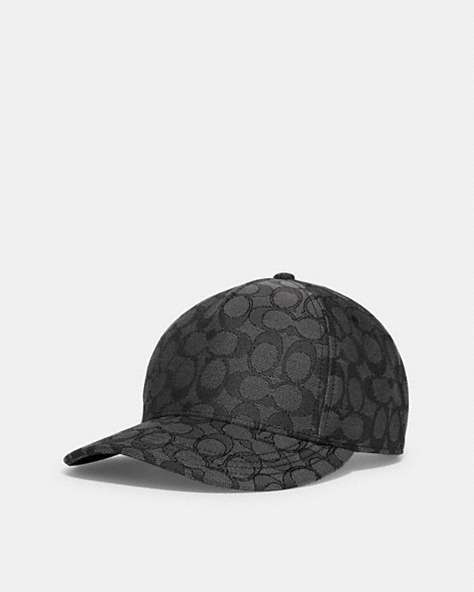 COACH®,SIGNATURE JACQUARD BASEBALL HAT,Organic Cotton,Charcoal,Front View