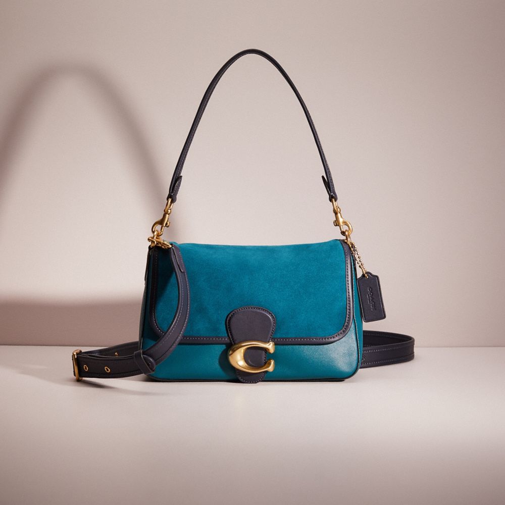 Coach Tabby 13 in Colorblock - Women's Designer Purses - Brass/Deep Turquoise Multi