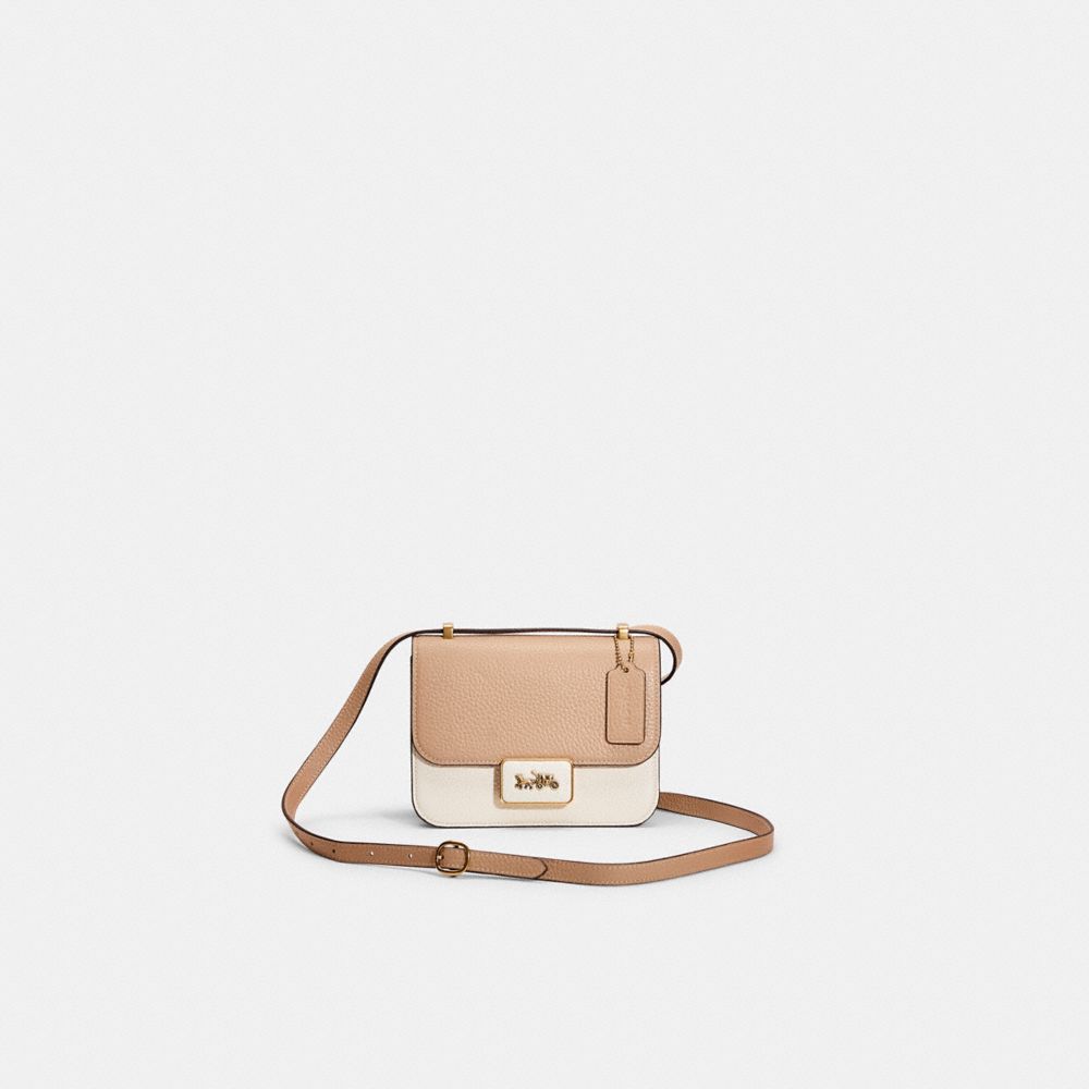 Coach Restored Alie Shoulder Bag 18 In Colorblock In Brass/taupe Multi