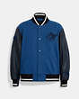 COACH®,VARSITY JACKET,Cotton/Polyester,True Blue Multi,Front View