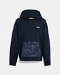 COACH®,CAMO PRINTED HOODIE,cotton,Blue,Front View