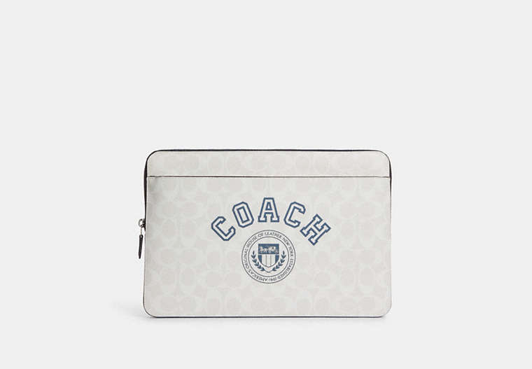 Laptop Sleeve In Signature Canvas With Coach Varsity