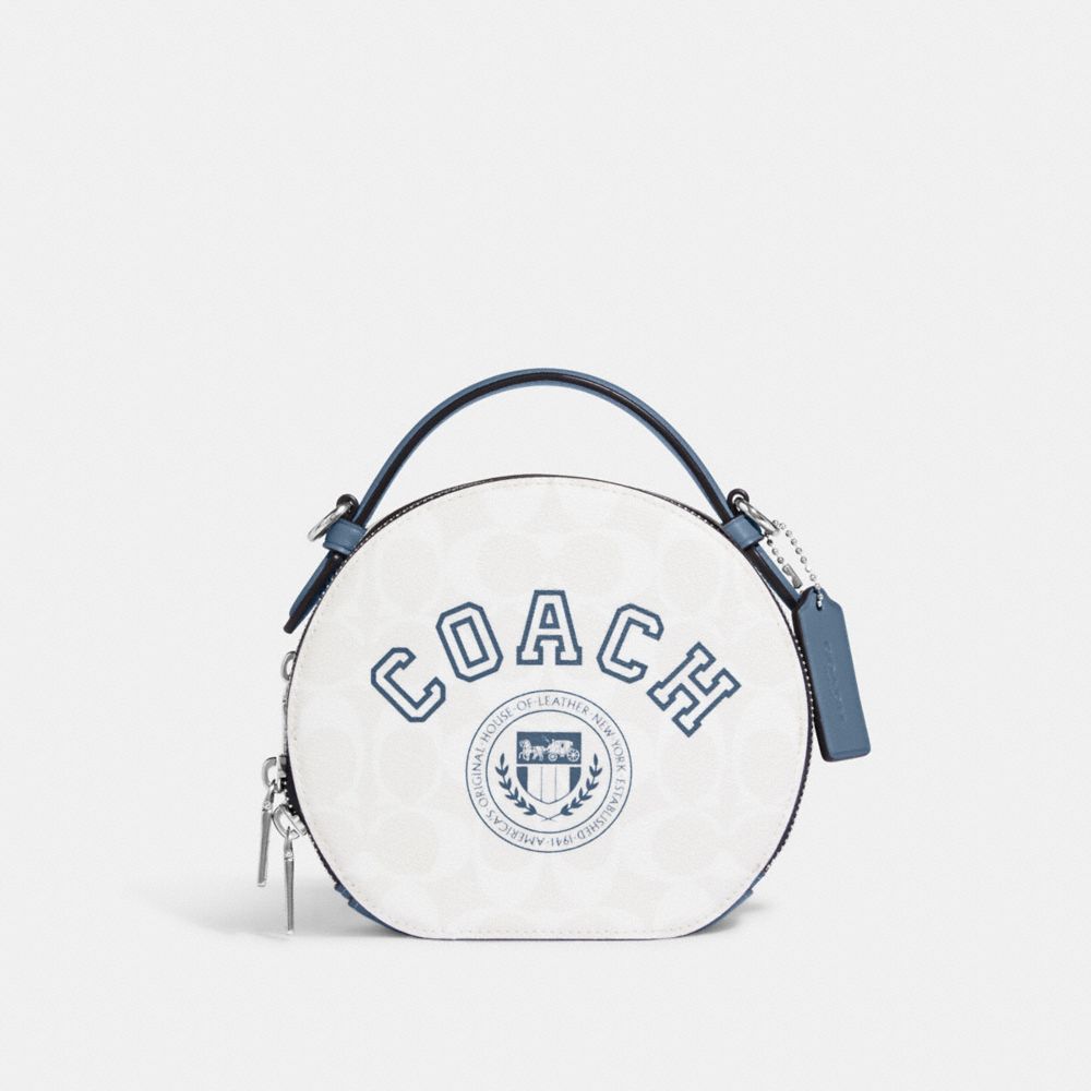 COACH®,Canteen Crossbody Bag In Signature Canvas With Varsity Motif,,Front View