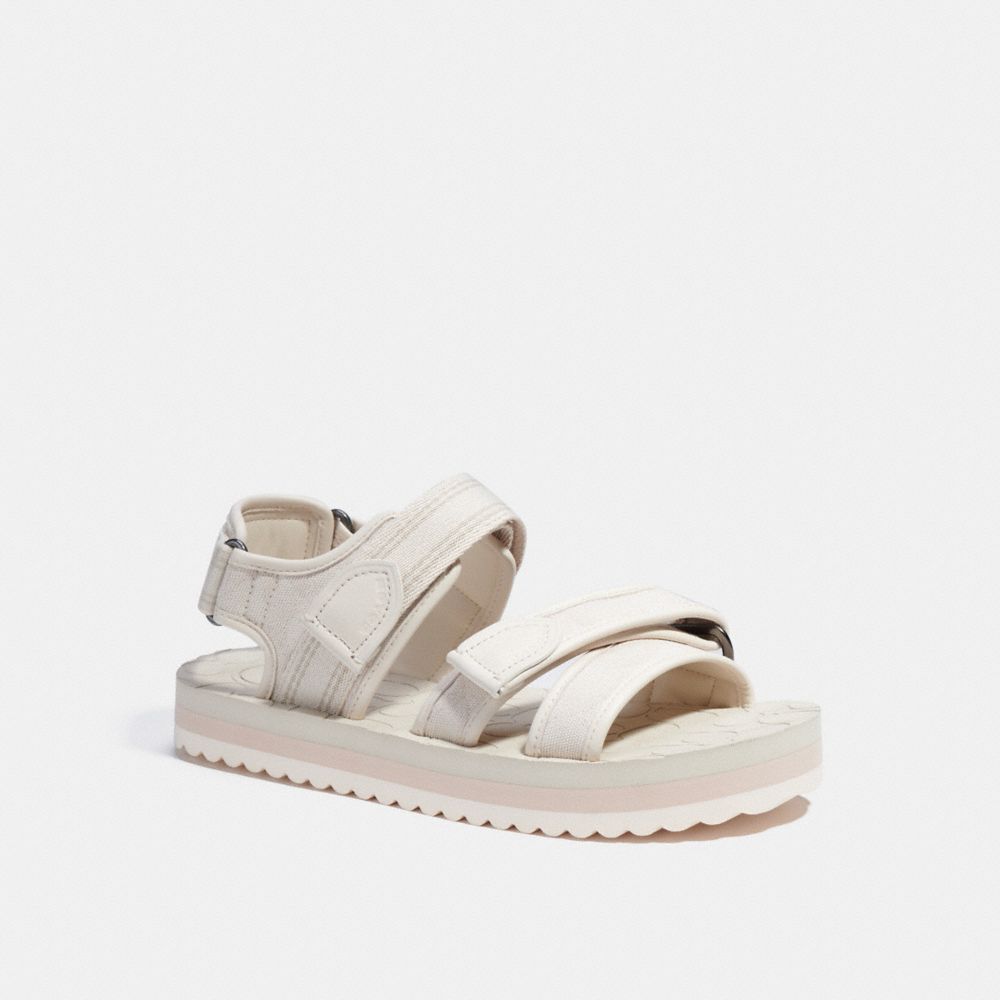 Coach Sport Sandal In Signature Jacquard In Chalk/steam