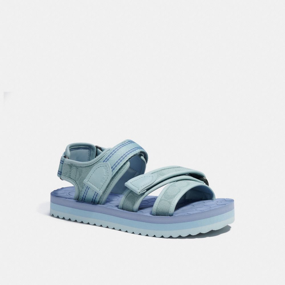 Coach Sport Sandal In Signature Jacquard In Aqua/washed Chambray