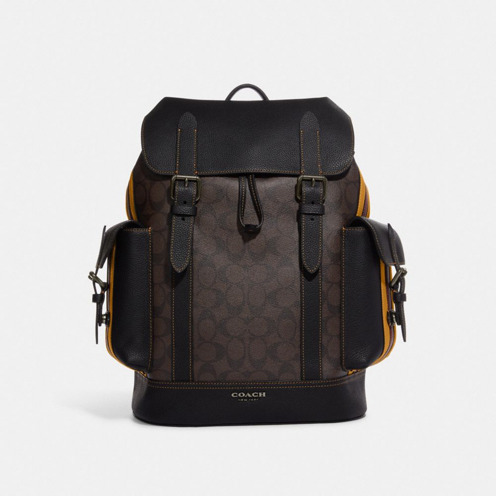 COACH® Hudson Backpack In Signature Canvas With Varsity Stripe
