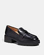 COACH®,LEAH LOAFER,Leather,Black,Front View