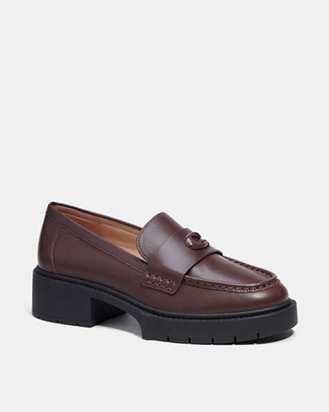 COACH®,LEAH LOAFER,Leather,Maple,Front View