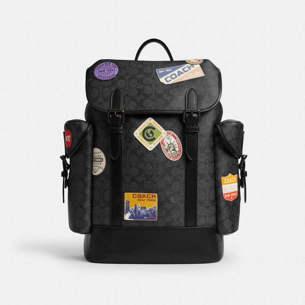 Hitch Backpack In Signature Canvas With Patches, ProductTile