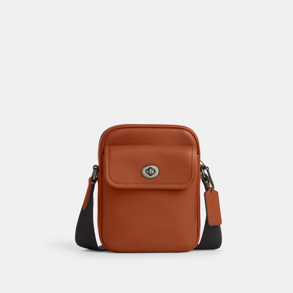 COACH®,Turnlock Crossbody Bag,Leather,Crossbody,Casual,Brown,Front View