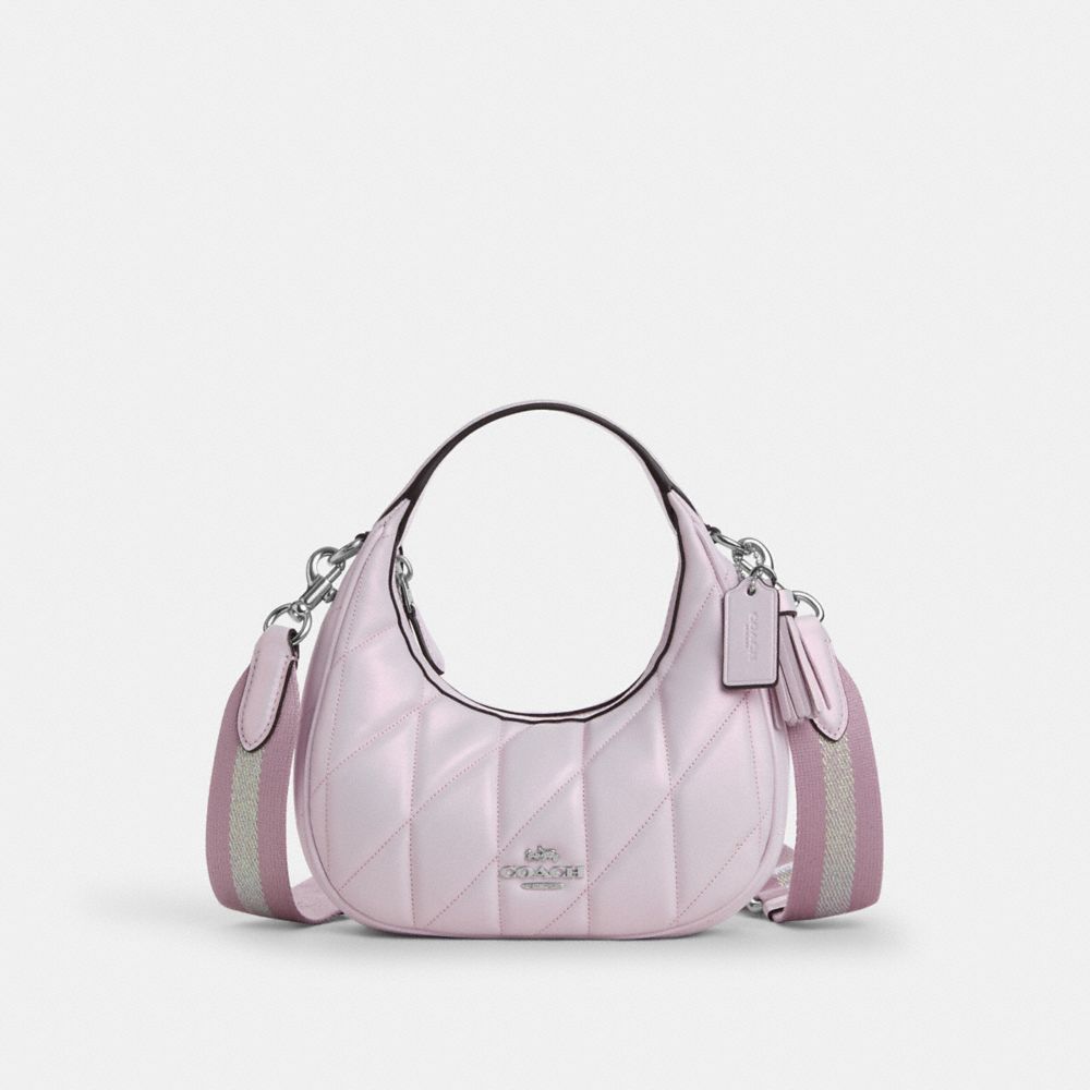 COACH®,Carmen Mini Crossbody Bag,Leather,Crossbody,Metal,Stripe,Logo,Casual,Lavender,Front View