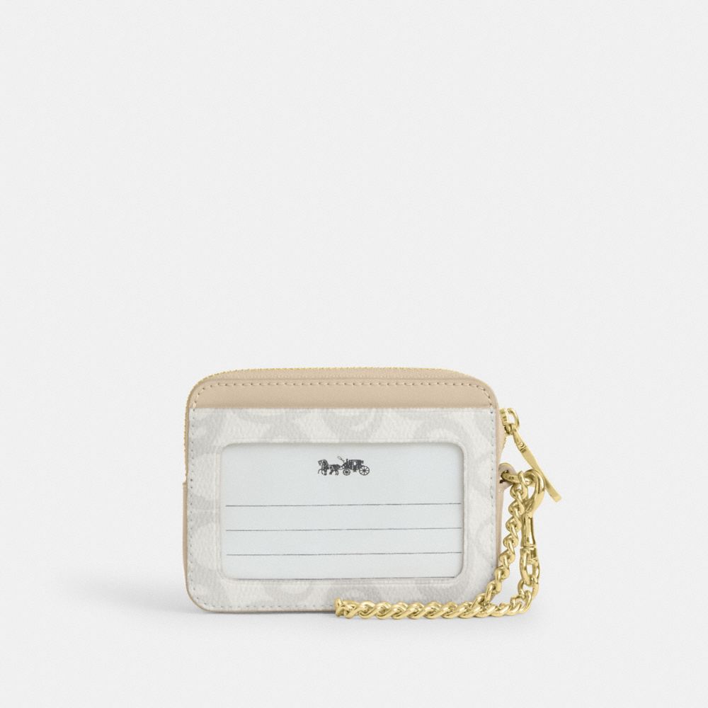 COACH®,Zip Card Case In Sketch Signature Canvas,Canvas,Card Case,Coin,Color Block,Casual,Multi Color,Back View