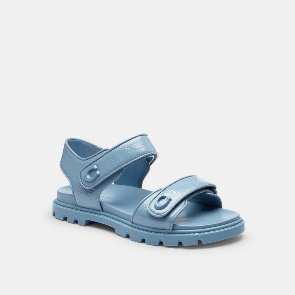 COACH®,Brynn Sandal,Rubber,Sandals,Metal,Logo,Pull Tab,Cushioned,Casual,,Front View