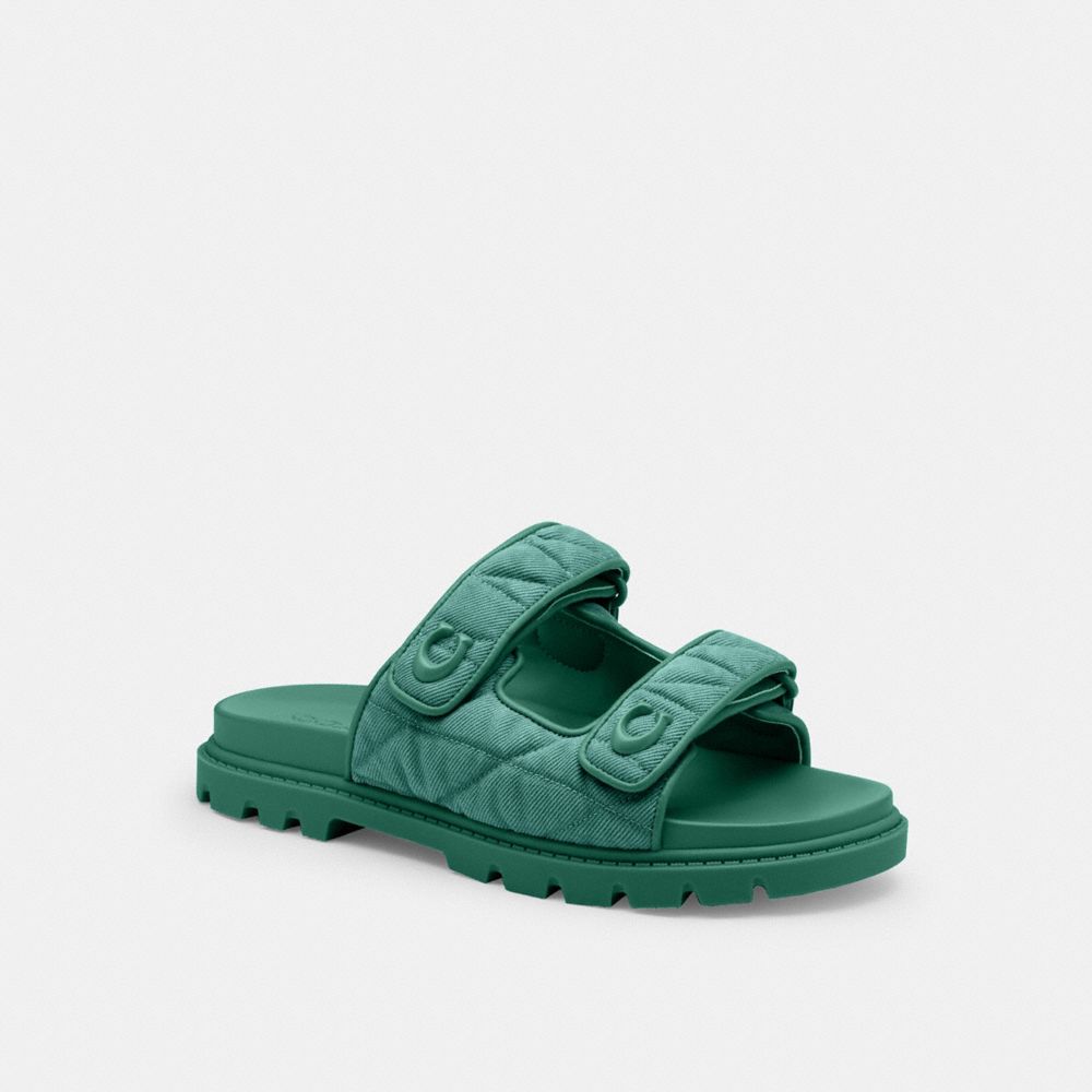 COACH®,Sculpted C Double Band Sandal With Quilting,,Front View