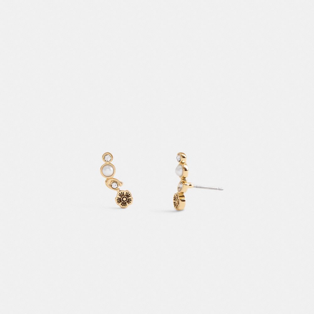 Pearl Tea Rose Crawler Earrings, ProductTile