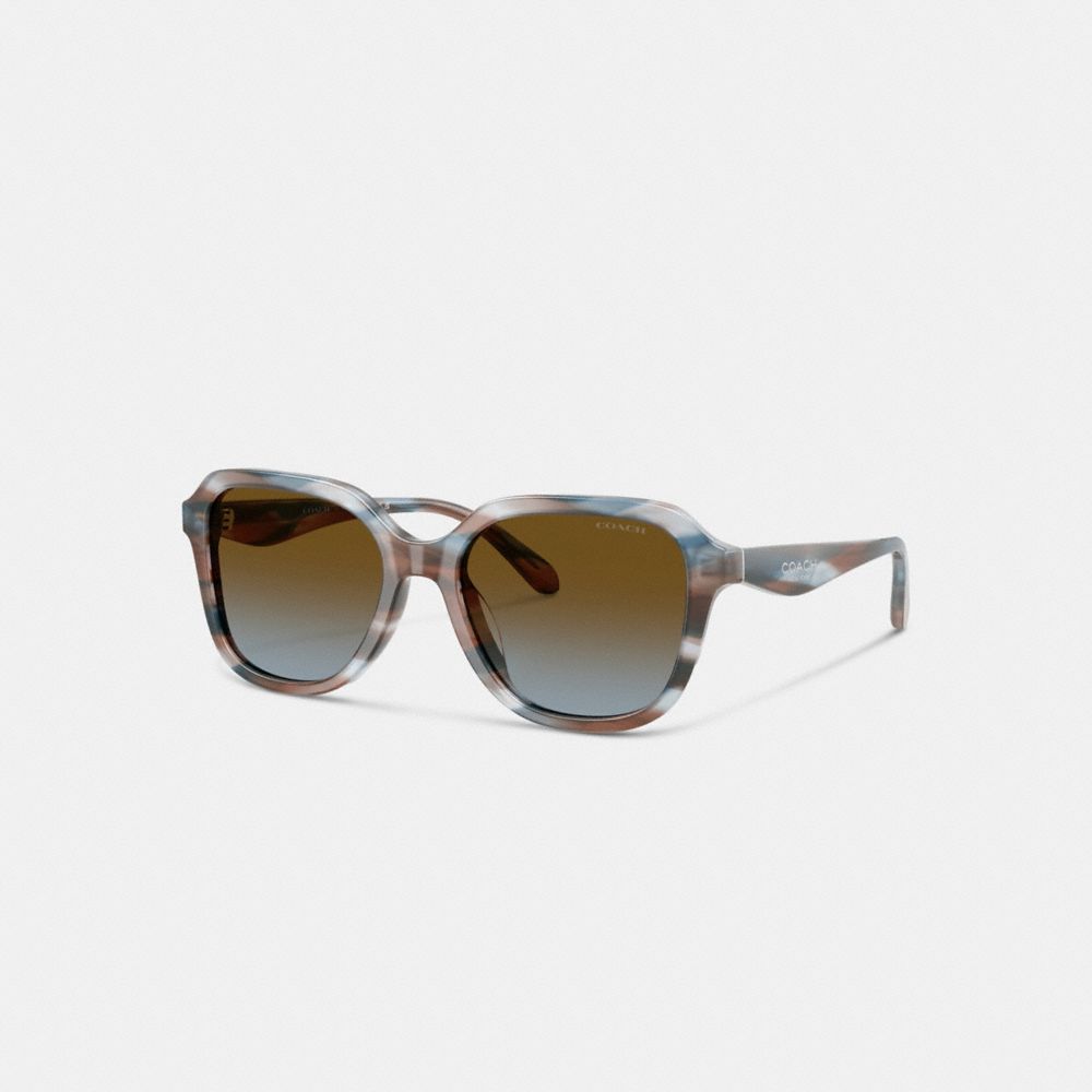 COACH®,Oval Square Sunglasses,Square,Acetate,Pattern,Logo,Metal,Integrated Nose Pads,Casual,Multi Color,Front View