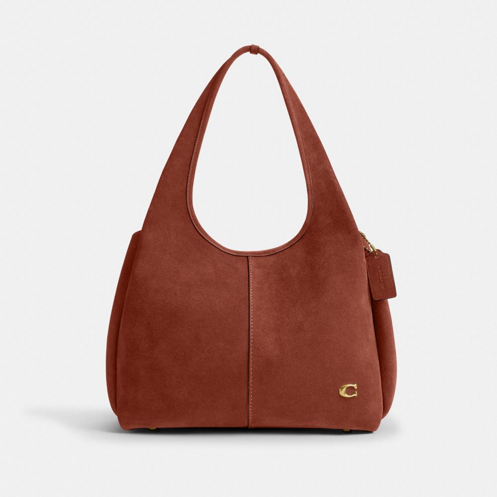 COACH®,Lana Shoulder Bag,Leather,Suede,Shoulder Bag,Logo,Metal,Brass,Casual,,Front View