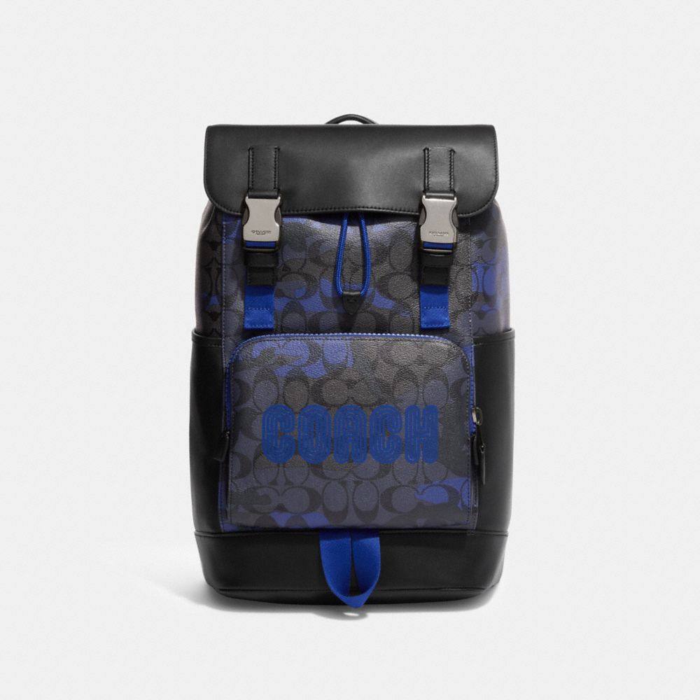 COACH® | Track Backpack In Signature Canvas With Camo Print And Coach Patch