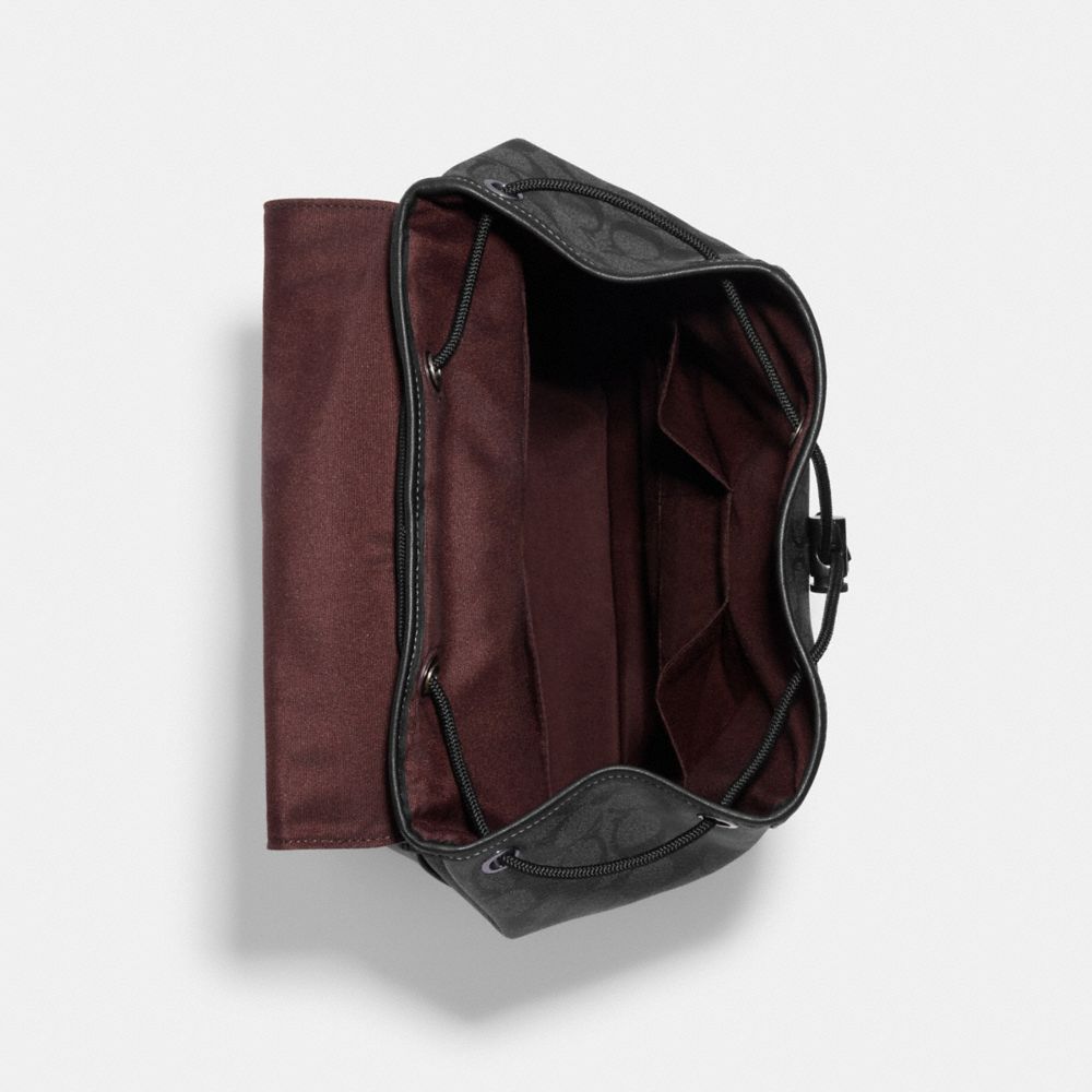 COACH®,Disney X Coach Track Backpack In Signature Canvas With Patches,,Inside View,Top View