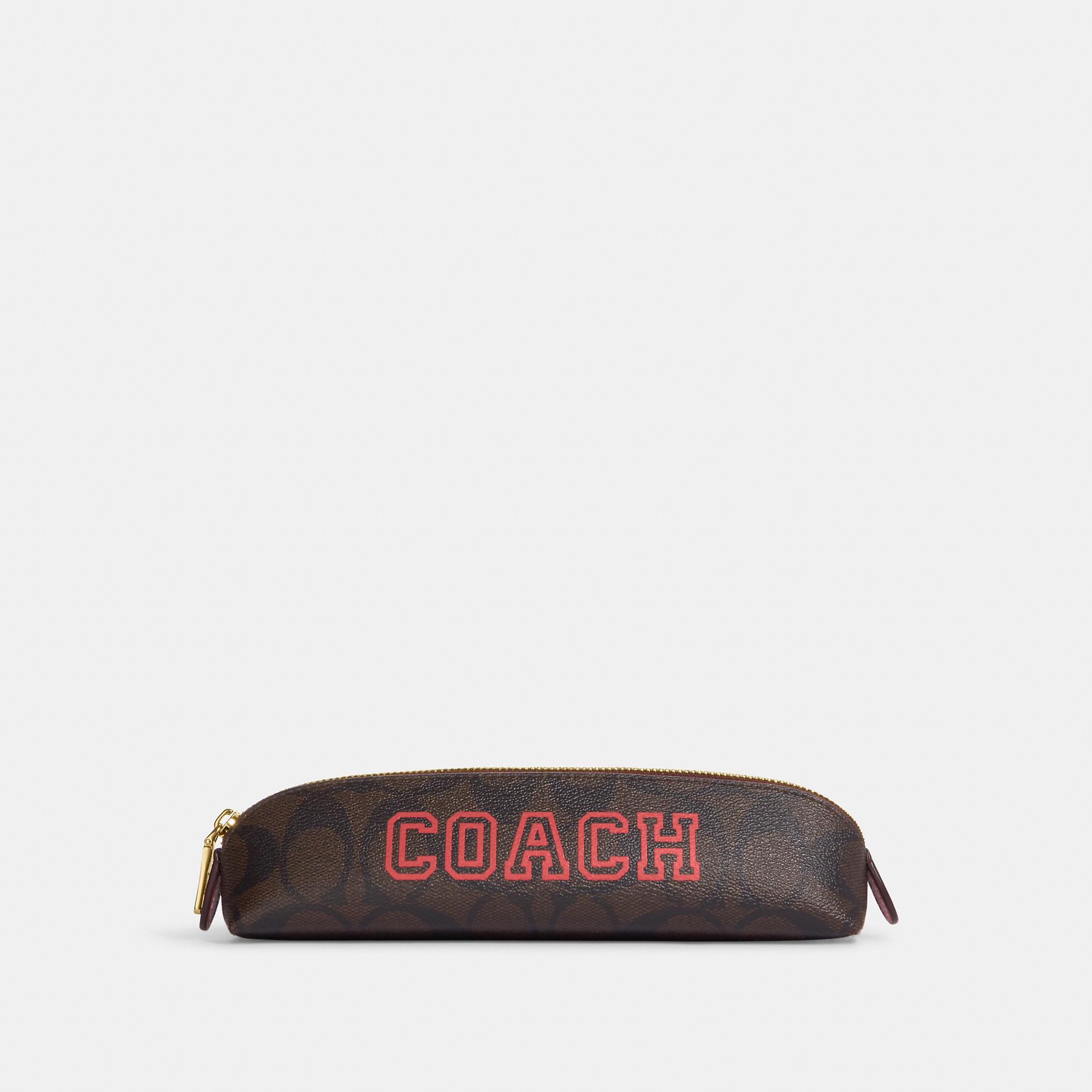 Coach Pencil Case In Signature Canvas With Varsity Motif In Brown ...