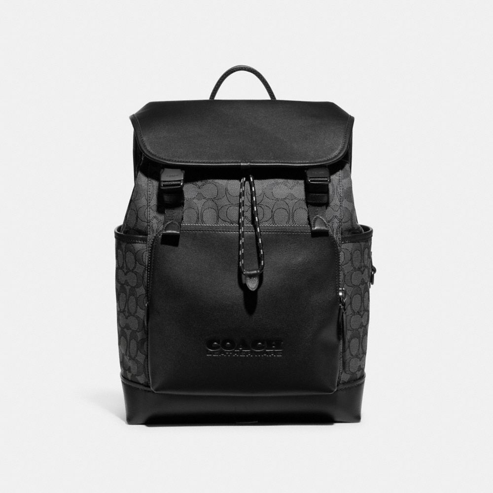 COACH®: League Flap Backpack In Signature Jacquard