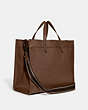 COACH®,FIELD TOTE 40 WITH COACH BADGE,Smooth Leather,Extra Large,Dark Saddle,Angle View