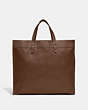 COACH®,FIELD TOTE 40 WITH COACH BADGE,Smooth Leather,Extra Large,Dark Saddle,Back View