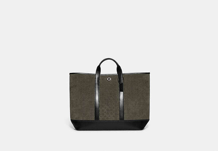 Toby Turnlock Tote In Signature Suede