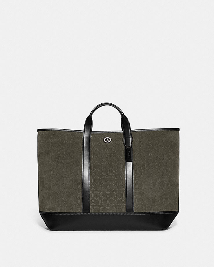 CoachToby Turnlock Tote In Signature Suede