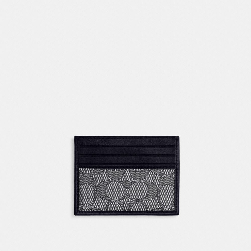 Coach Card Case In Signature Jacquard In Navy/midnight Navy