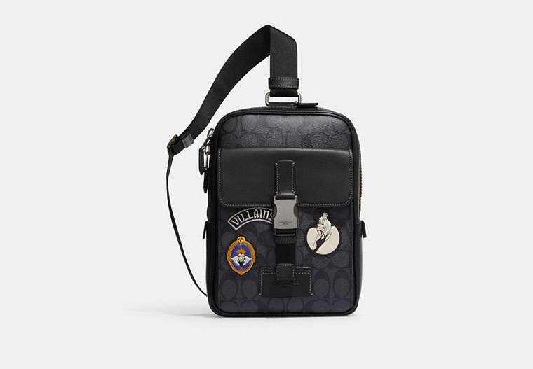 Disney X Coach Track Pack In Signature Canvas With Patches