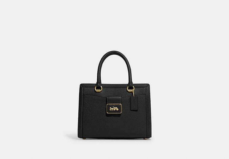 COACH®,GRACE CARRYALL,Pebbled Leather,Large,Gold/Black,Front View