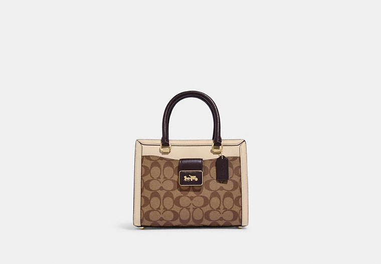 COACH®,GRACE CARRYALL IN SIGNATURE CANVAS,Signature Coated Canvas,Large,Im/Khaki/Ivory Multi,Front View