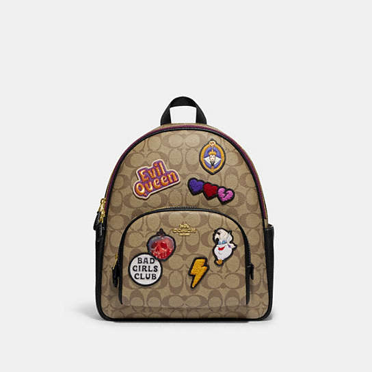 Disney X Coach Court Backpack In Signature Canvas With Patches