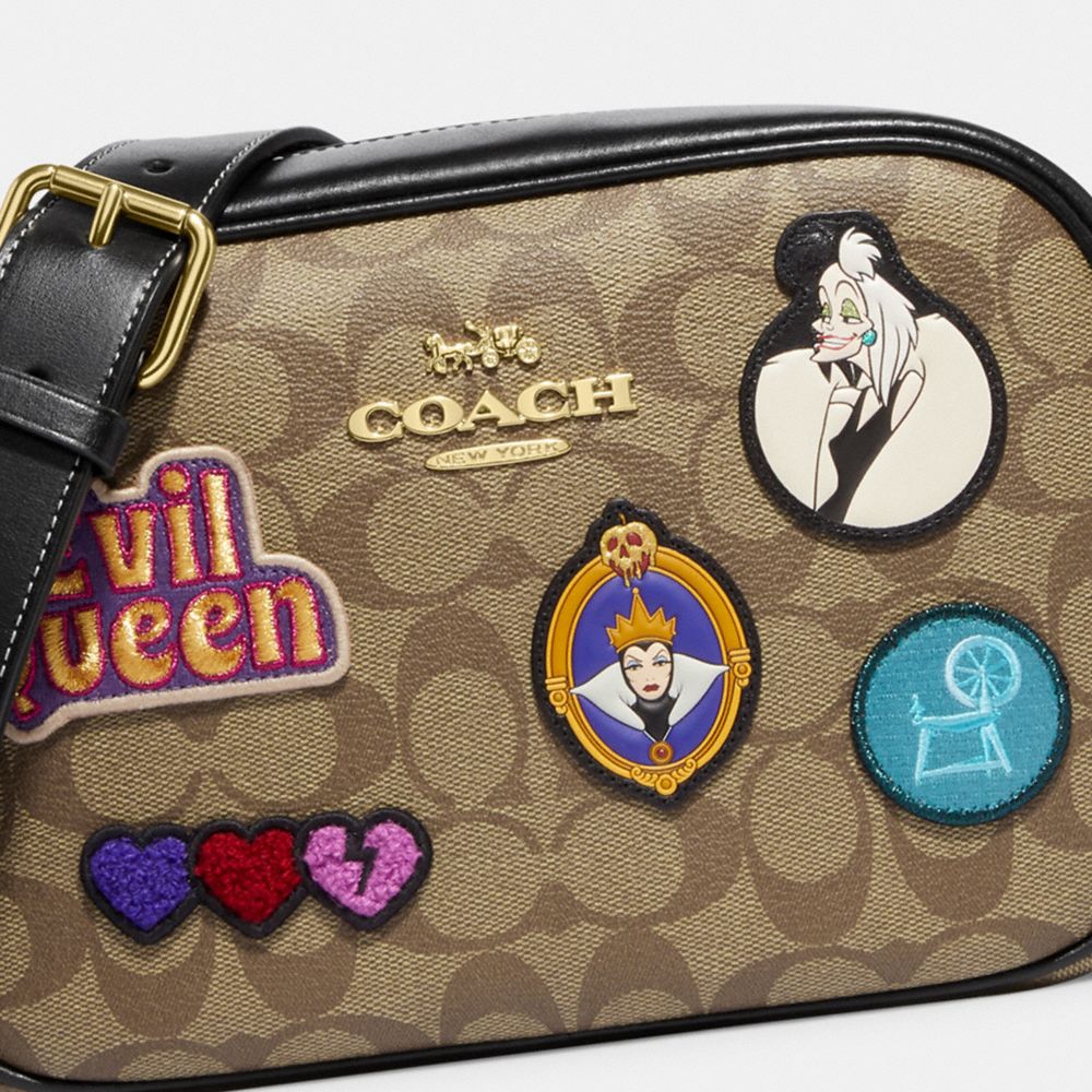 公式 コーチアウトレット Disney X Coach ジェイミー カメラ バッグ シグネチャー キャンバス パッチ クロスボディ 斜めがけ