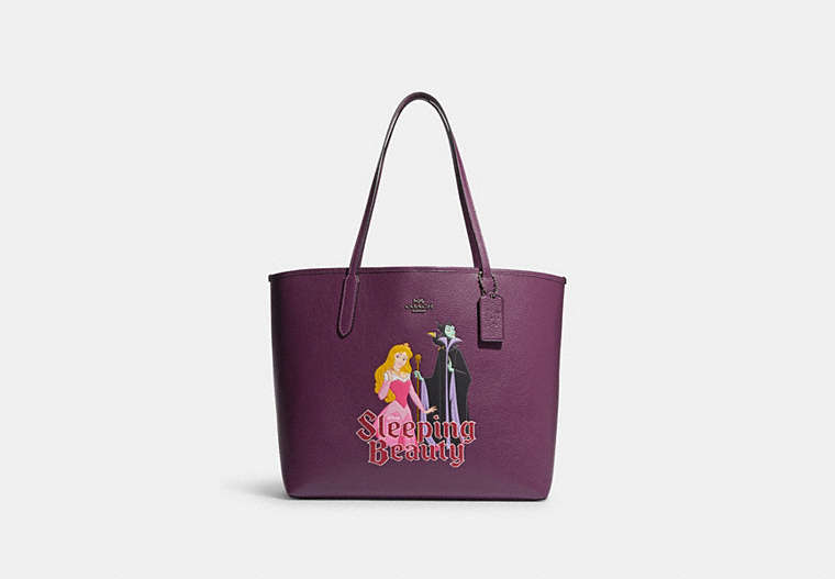 Disney X Coach City Tote With Signature Canvas Interior And Maleficent Motif