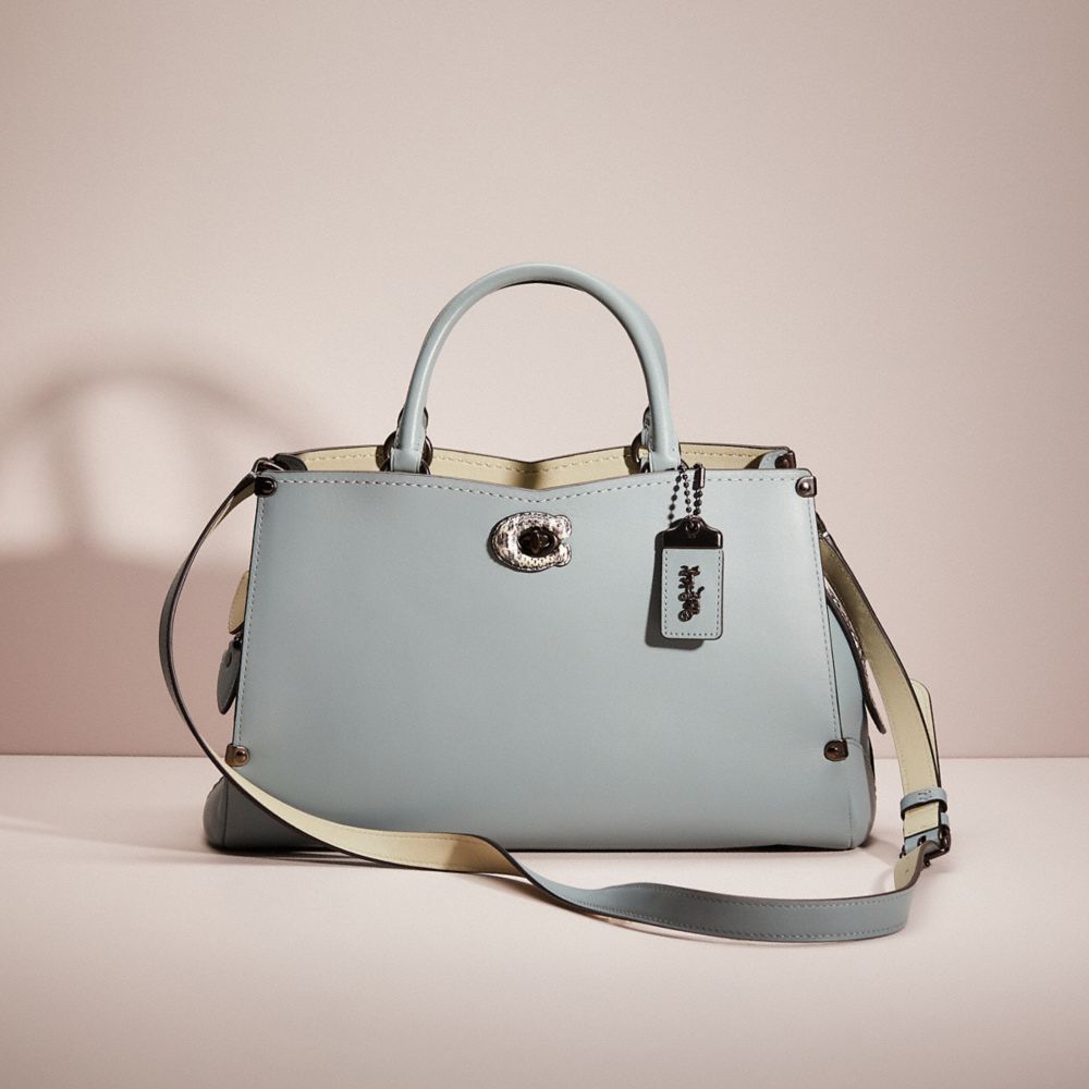 Coach Restored Mason Carryall With Snakeskin Detail In Sage/pewter