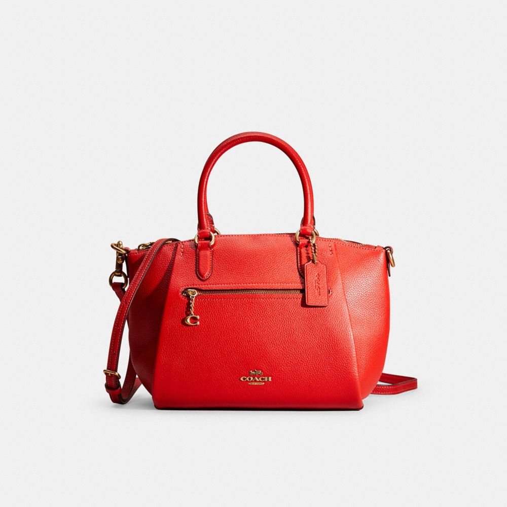 Coach Restored Elise Satchel In Brass/brick Red