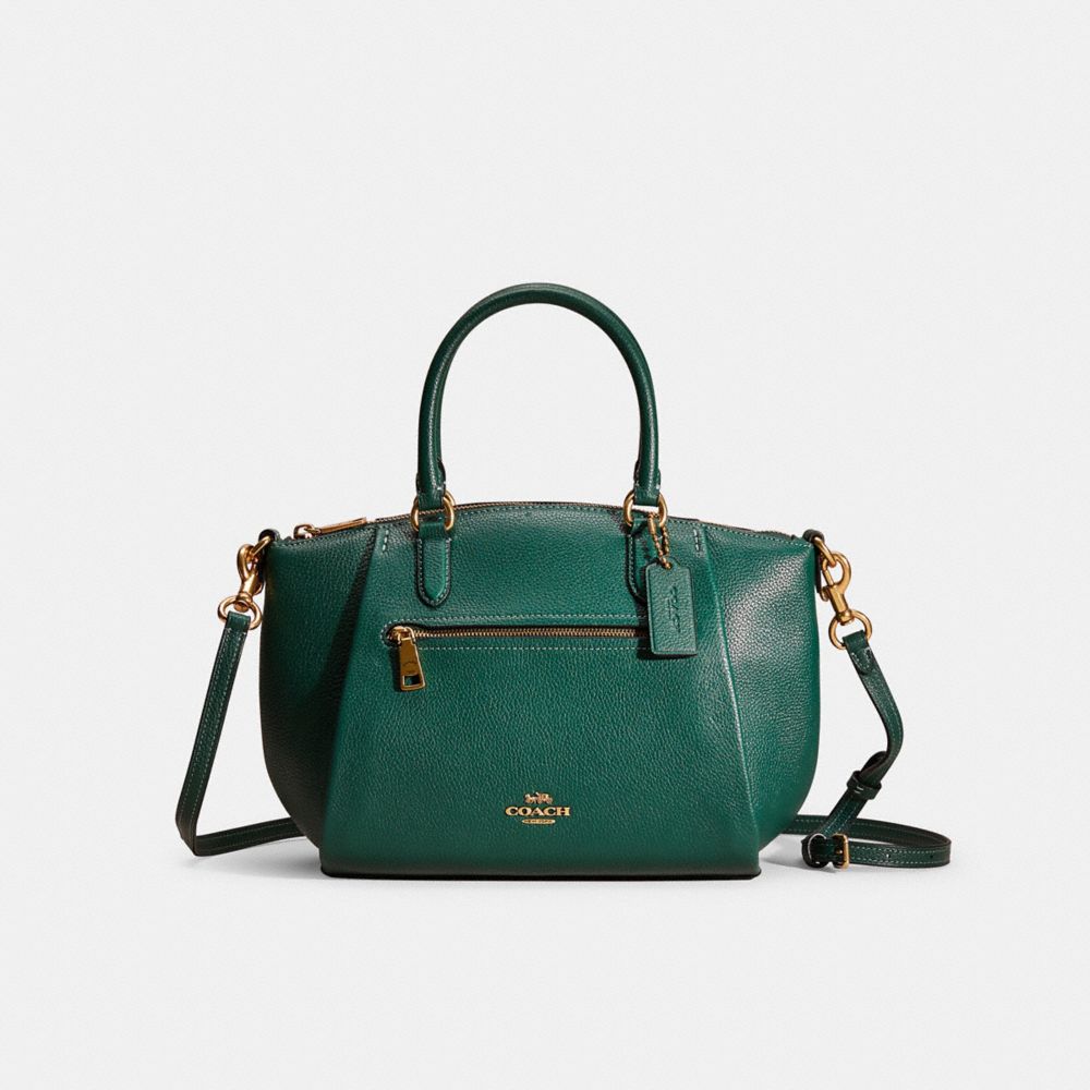 Coach Restored Elise Satchel In Brass/dark Pine