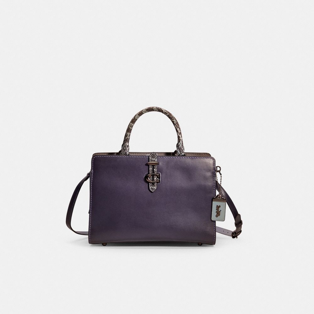 Coach Restored Serra Satchel In Colorblock In Pewter/ink Multi